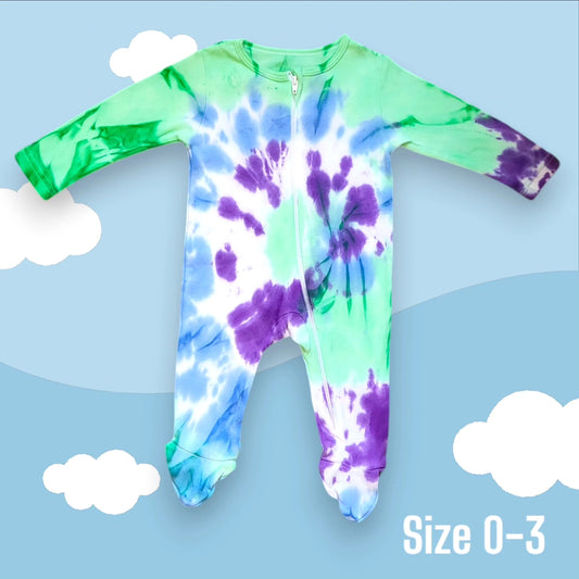 Tie-dye zip-up sleepsuit