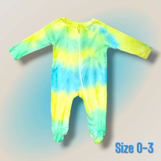 Tie-dye zip-up sleepsuit