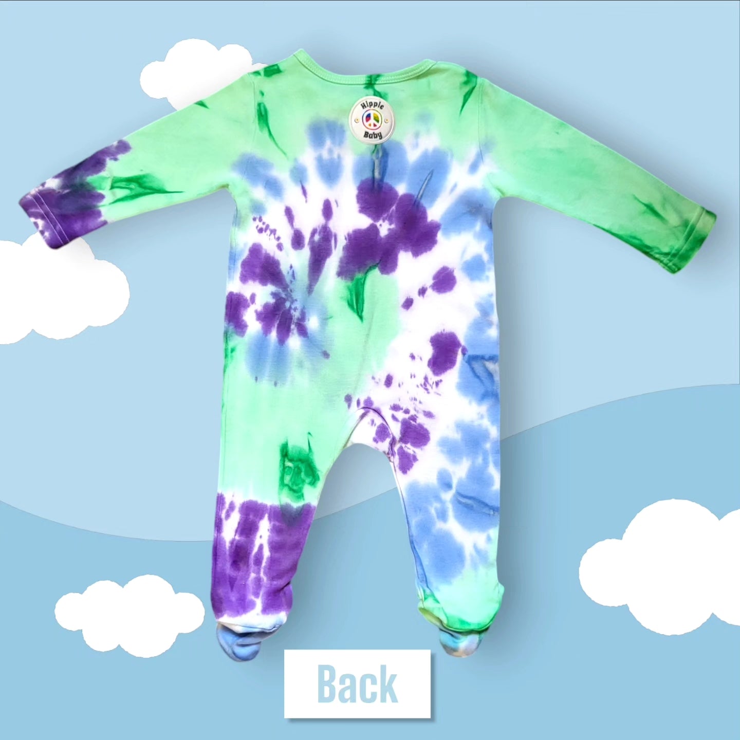 Tie-dye zip-up sleepsuit