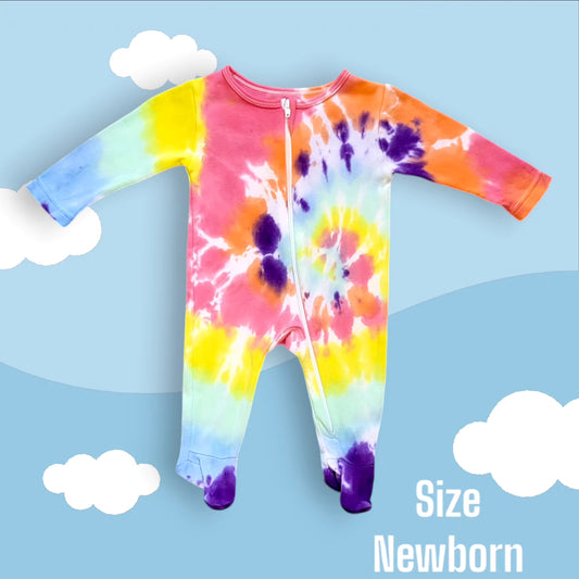 Tie-dye zip-up sleepsuit