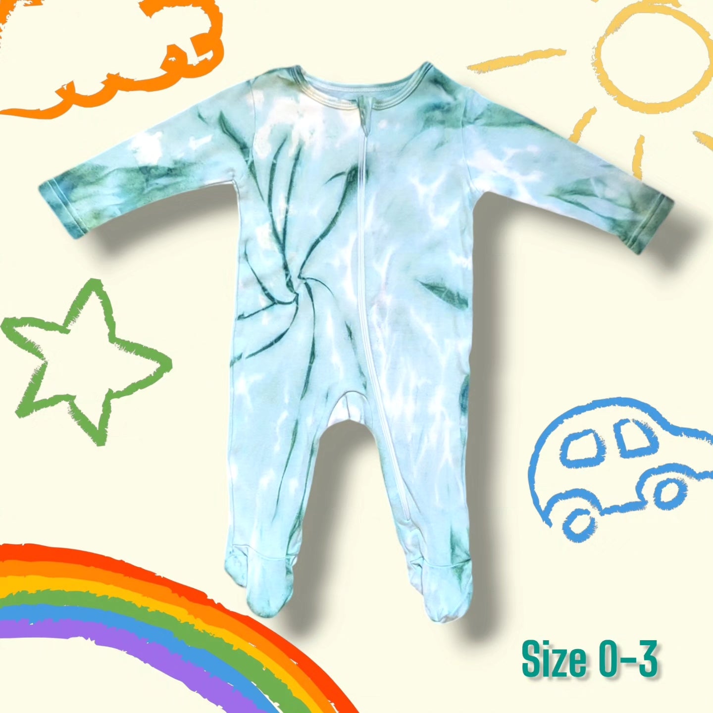 Tie-dye zip-up sleepsuit