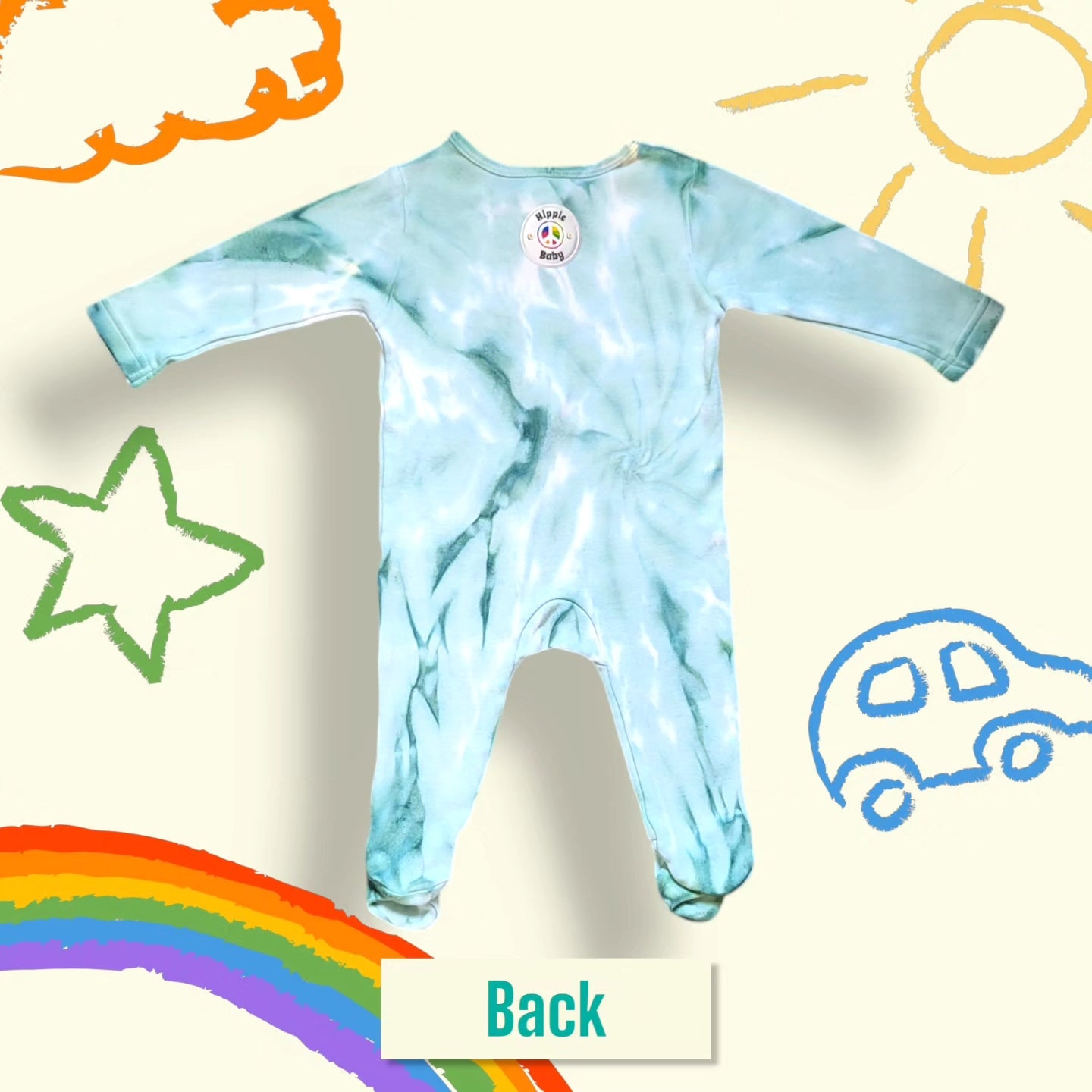 Tie-dye zip-up sleepsuit